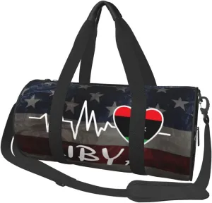 Libya Heartbeat Duffel Bag Gym Bag Travel Sports Tote Large Foldable Beach Swim Yoga0