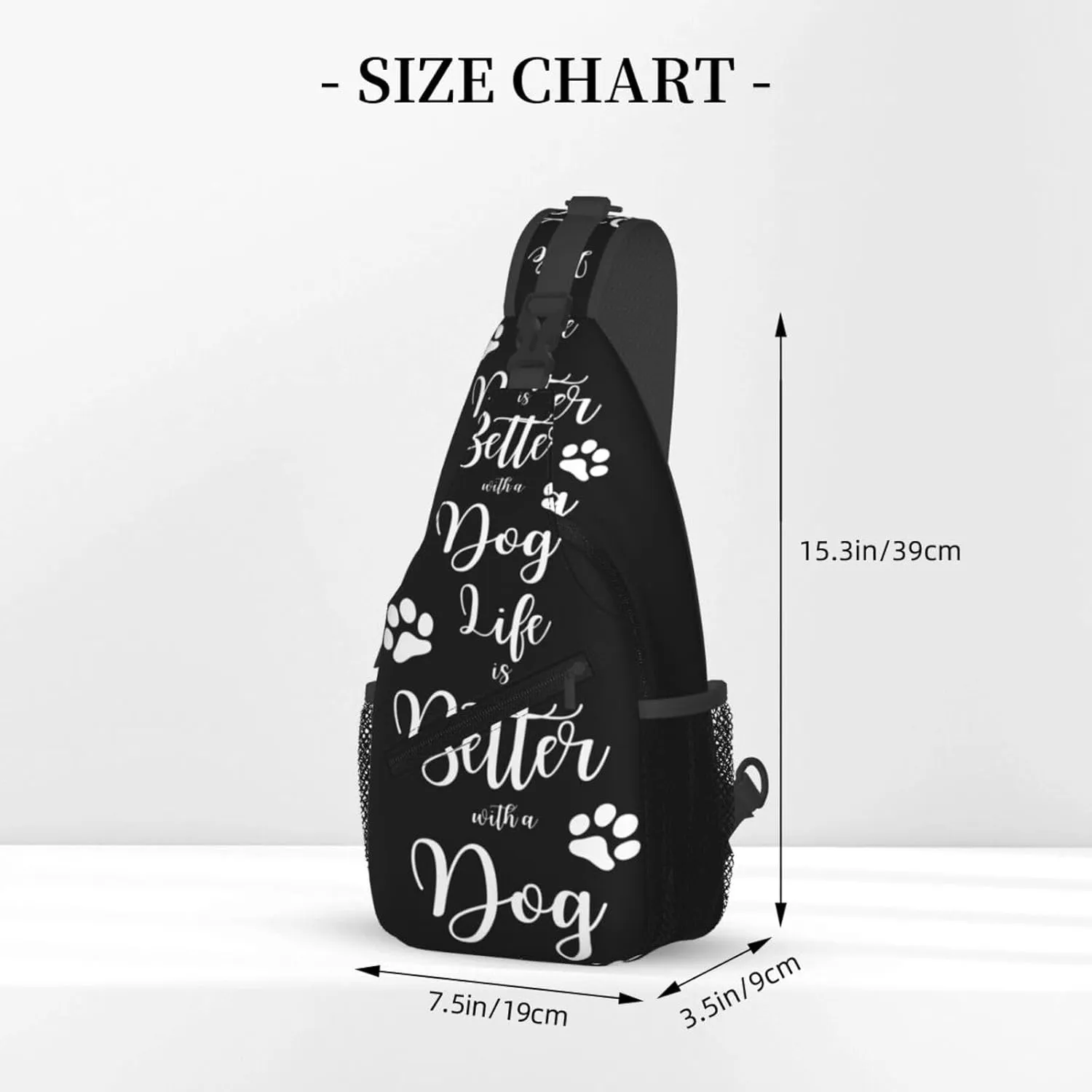Life Is Better With A Dog Crossbody Bag Cross Chest Bag Adjustable Sling Backpack Sports Gym Shoulder Bags Travel Cycling Daypack Diagonally Casual Rucksack
