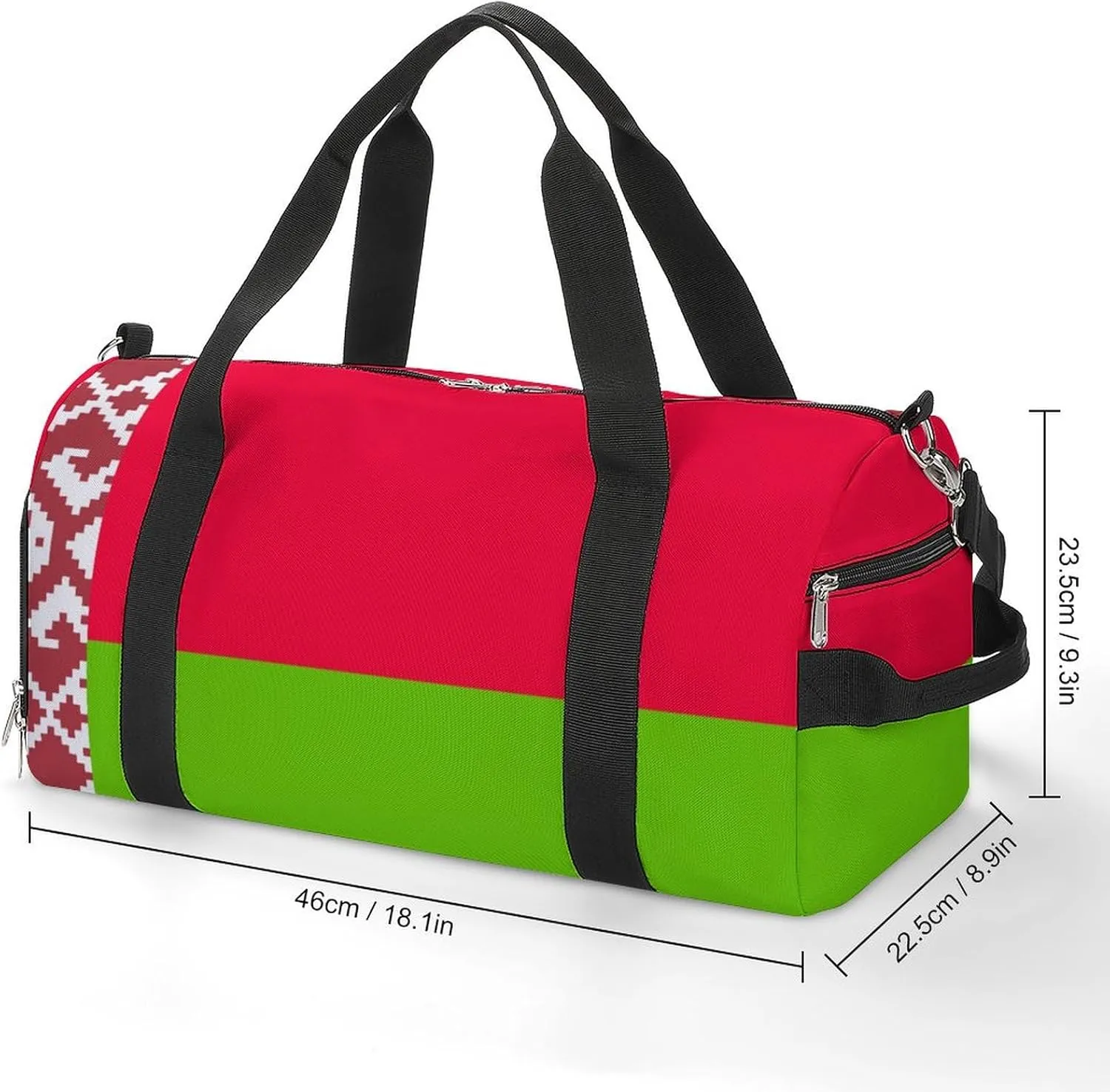 Lightweight Belarus Flag Duffel Bag for Women Men with Shoe Compartment and Wet Pocket