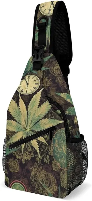 Lightweight Chest Bag Crossbody Bag A Puff In Time Weed Marijuana Sling Backpack for Women Men Sports Travel