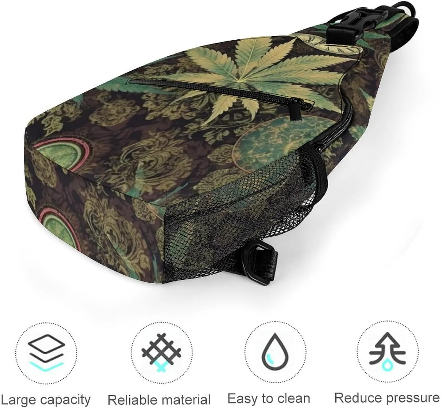 Lightweight Chest Bag Crossbody Bag A Puff In Time Weed Marijuana Sling Backpack for Women Men Sports Travel