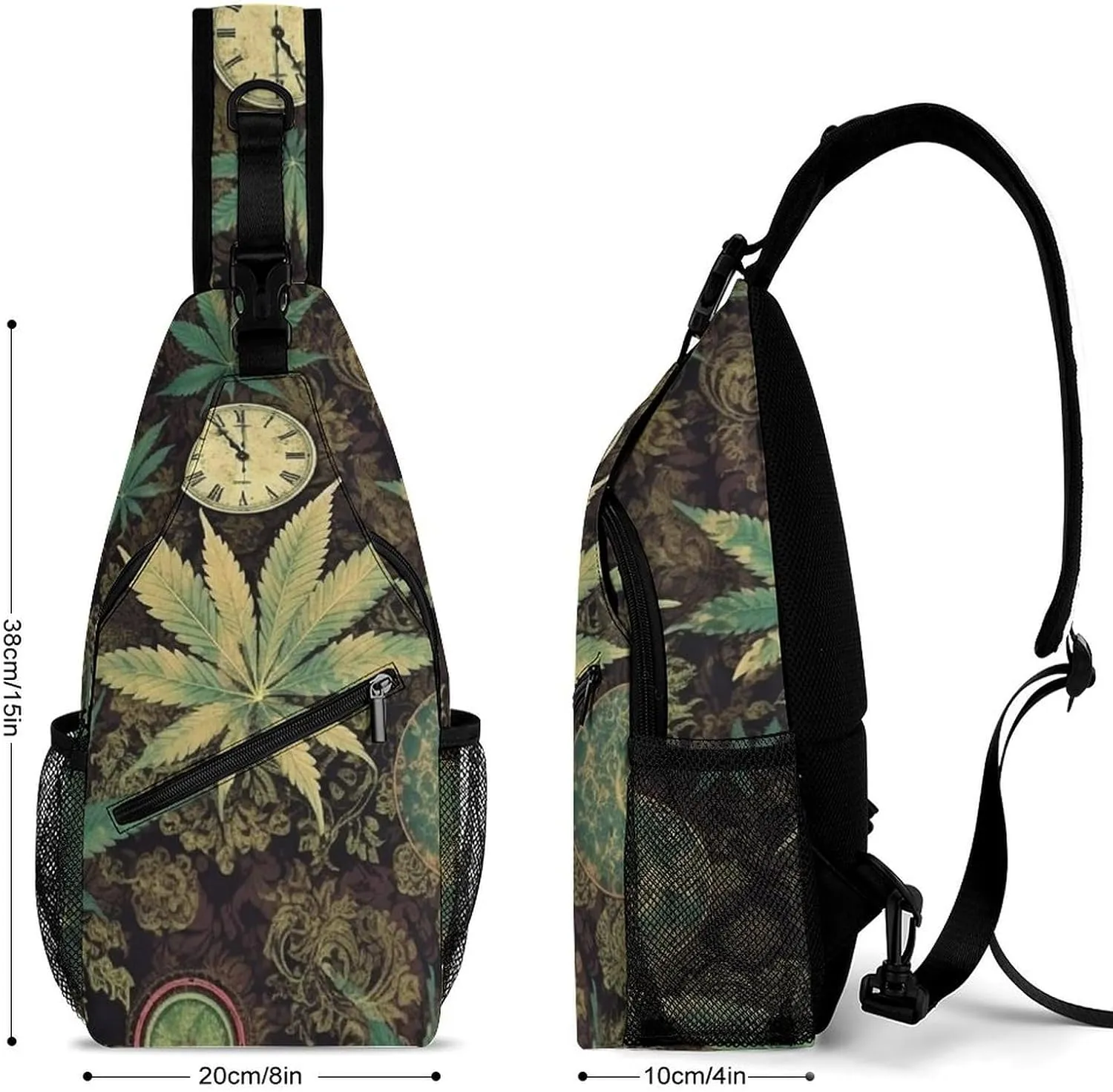 Lightweight Chest Bag Crossbody Bag A Puff In Time Weed Marijuana Sling Backpack for Women Men Sports Travel
