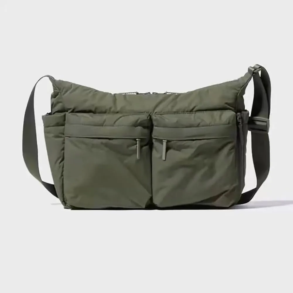 Lightweight Nylon Sling Bag for 13-Inch Laptop, Multi-Pocket Design, Adjustable Strap, Unisex Casual Crossbody Bag