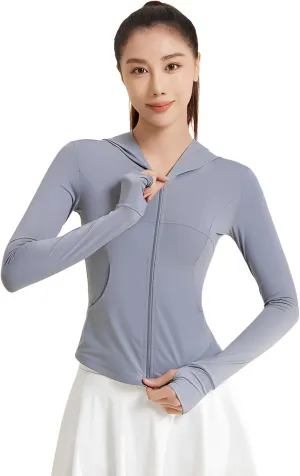 lilaBelle]Lightweight Breathable UPF50  Protection Hoodie for Women【UV Block】, Quick-Dry Material, Perfect for Gym, Yoga, Running, and Outdoor Activities Grey