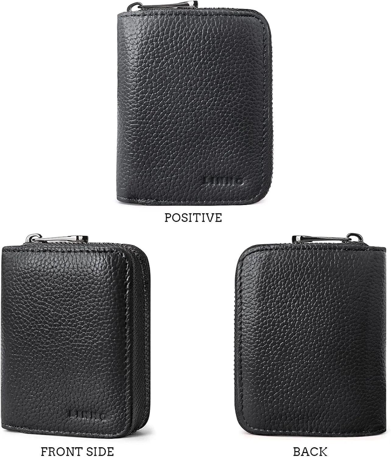 Linno RFID 20 Slots Credit Card Holder Genuine Leather Small Wallet for Women or Men with Zipper