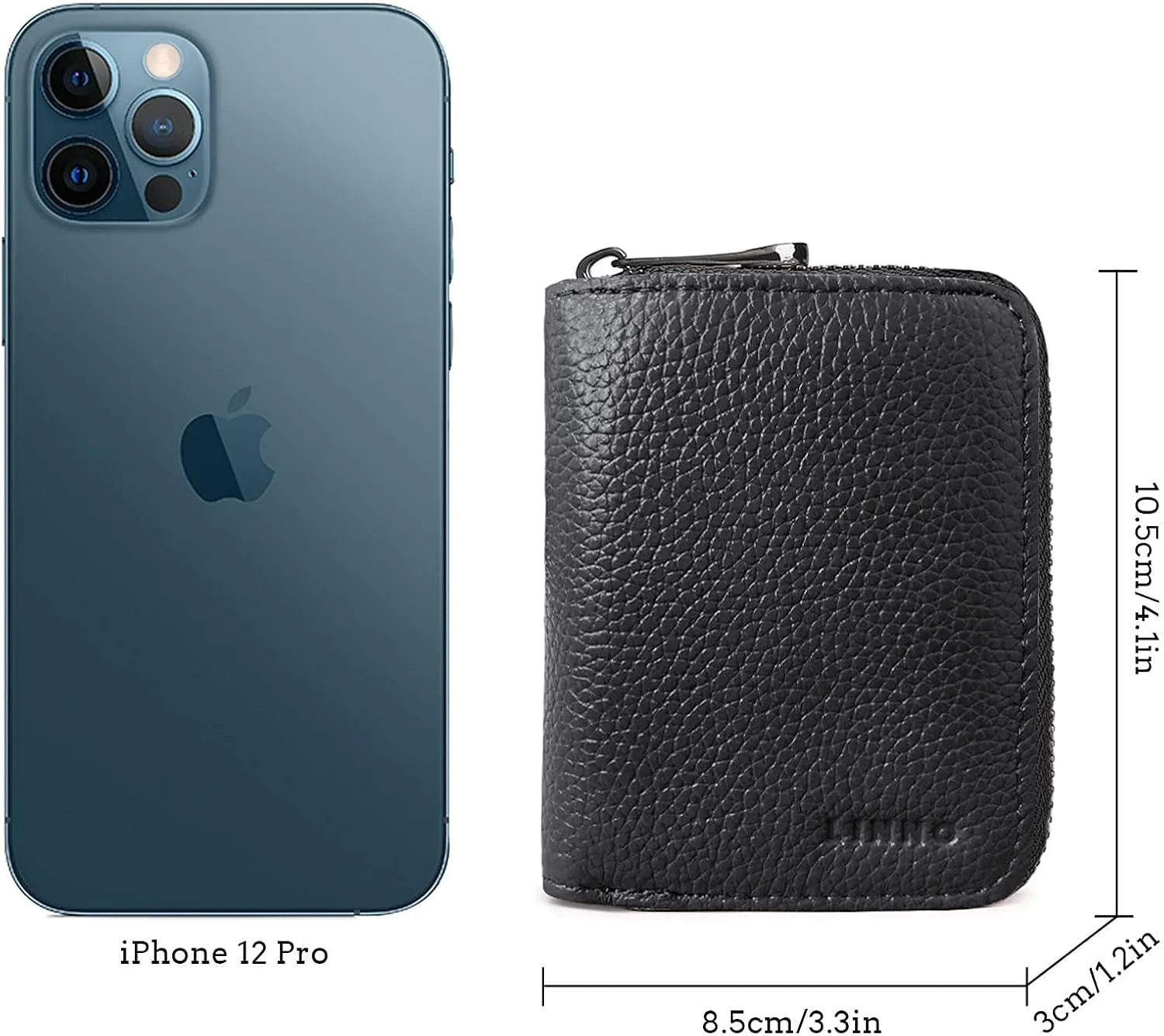 Linno RFID 20 Slots Credit Card Holder Genuine Leather Small Wallet for Women or Men with Zipper