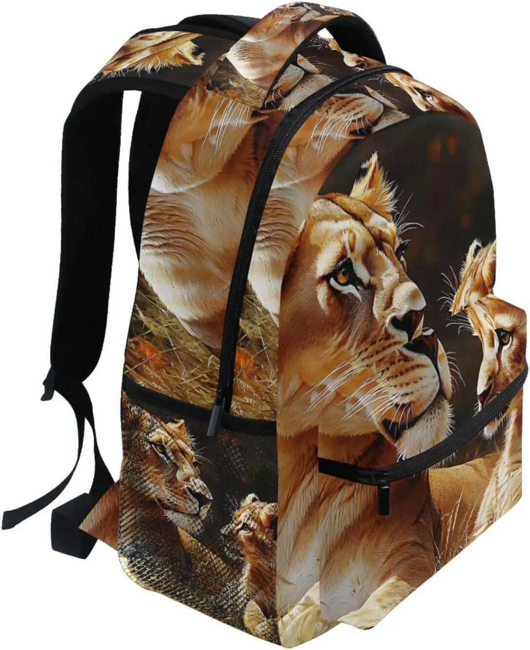 Lion Nature Grassland Backpack Daypack Shoulder Bag Book Bag Lightweight Back Pack 11.4 ×16 In