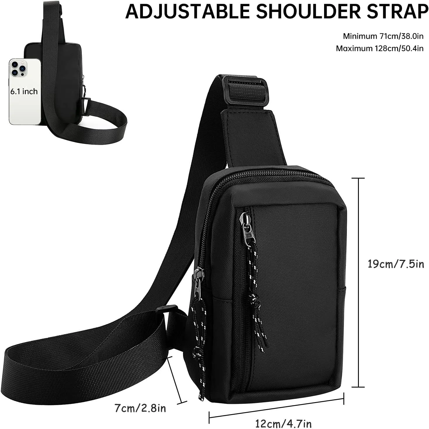 Long Keeper Mini Sling Bag - Men Women Small Waterproof Crossbody Bag Casual Phone Chest Bag for Travelling Hiking