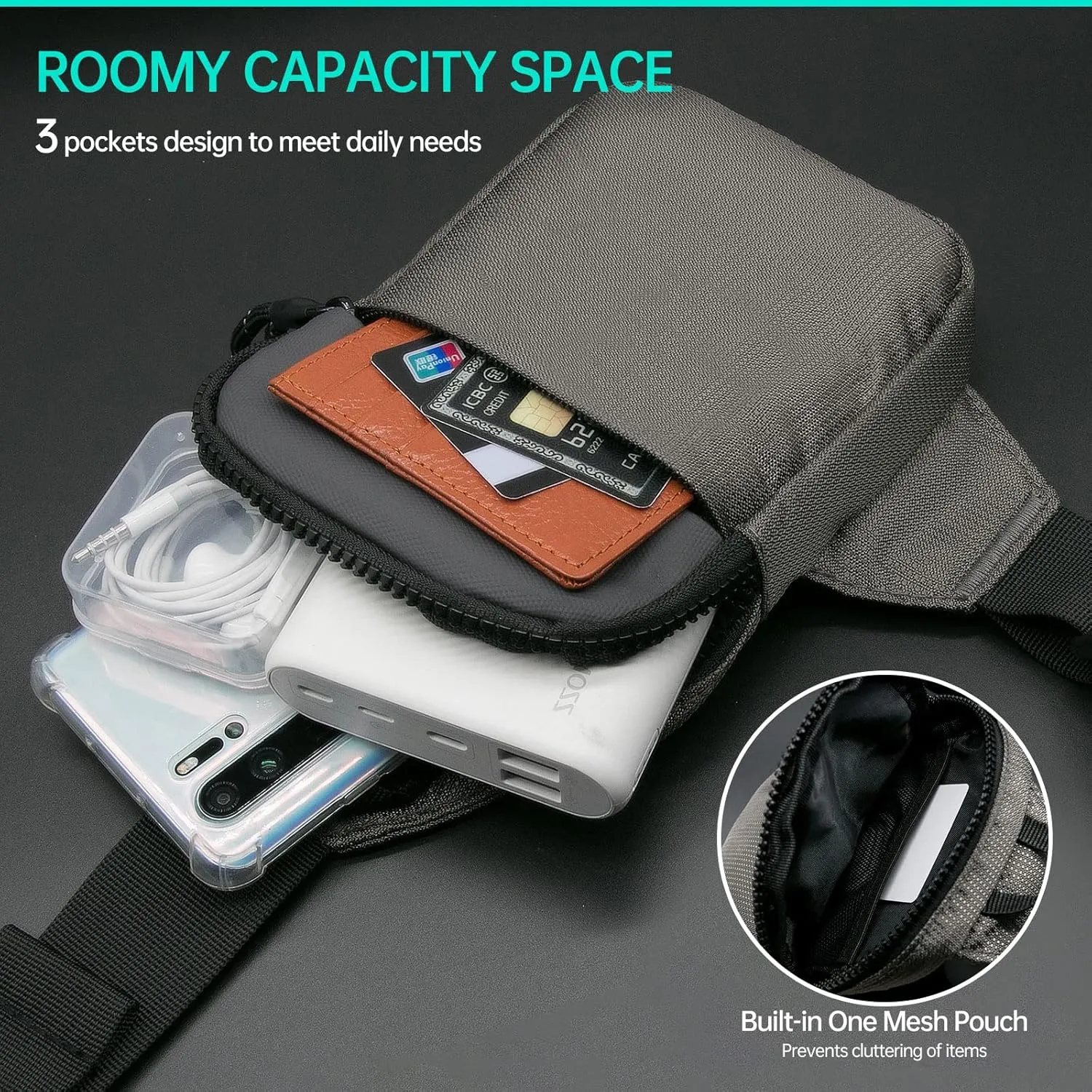 Long Keeper Mini Sling Bag - Men Women Small Waterproof Crossbody Bag Casual Phone Chest Bag for Travelling Hiking