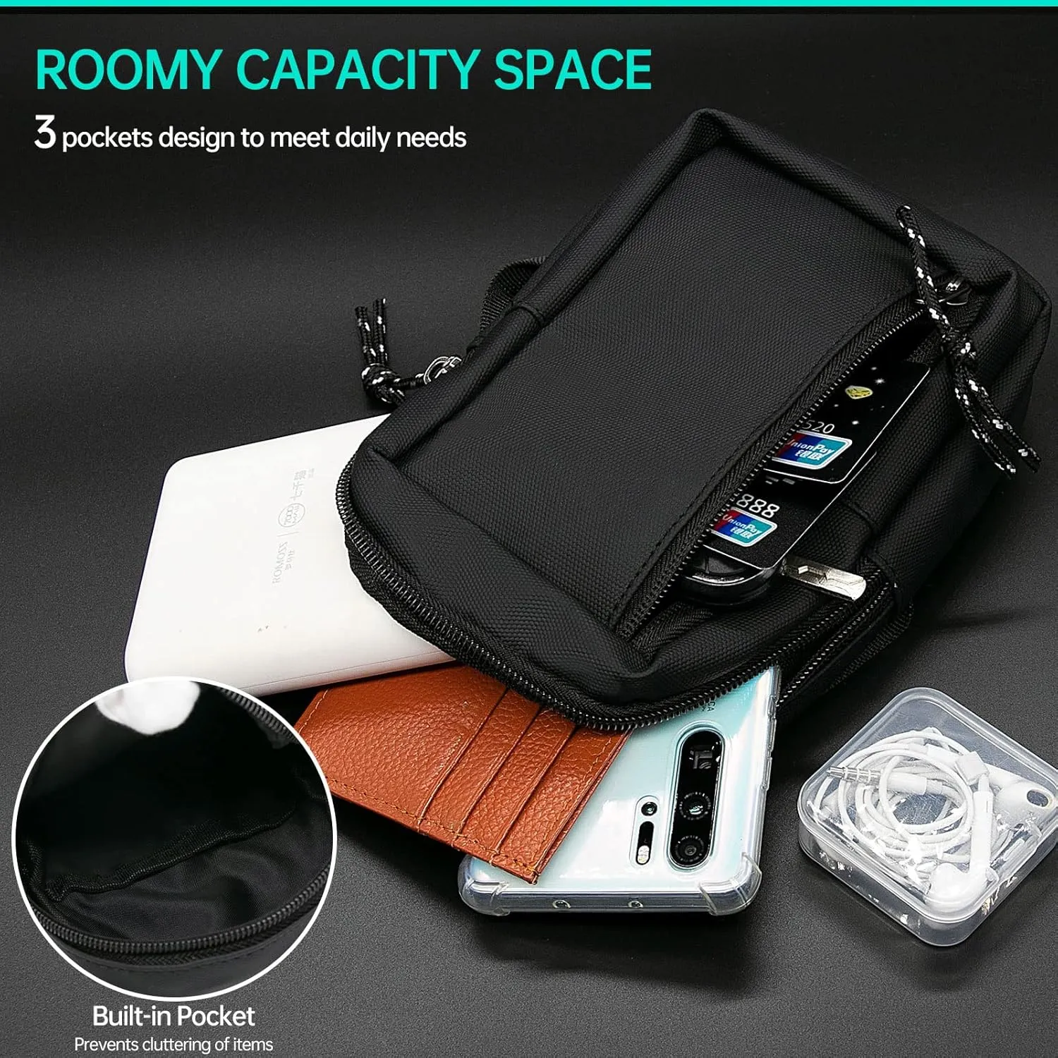 Long Keeper Mini Sling Bag - Men Women Small Waterproof Crossbody Bag Casual Phone Chest Bag for Travelling Hiking