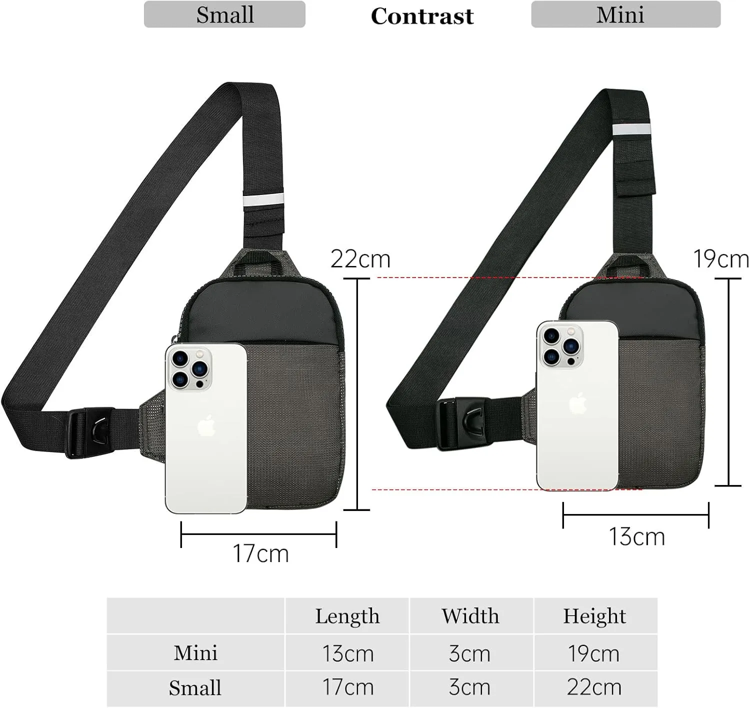 Long Keeper Mini Sling Bag - Men Women Small Waterproof Crossbody Bag Casual Phone Chest Bag for Travelling Hiking