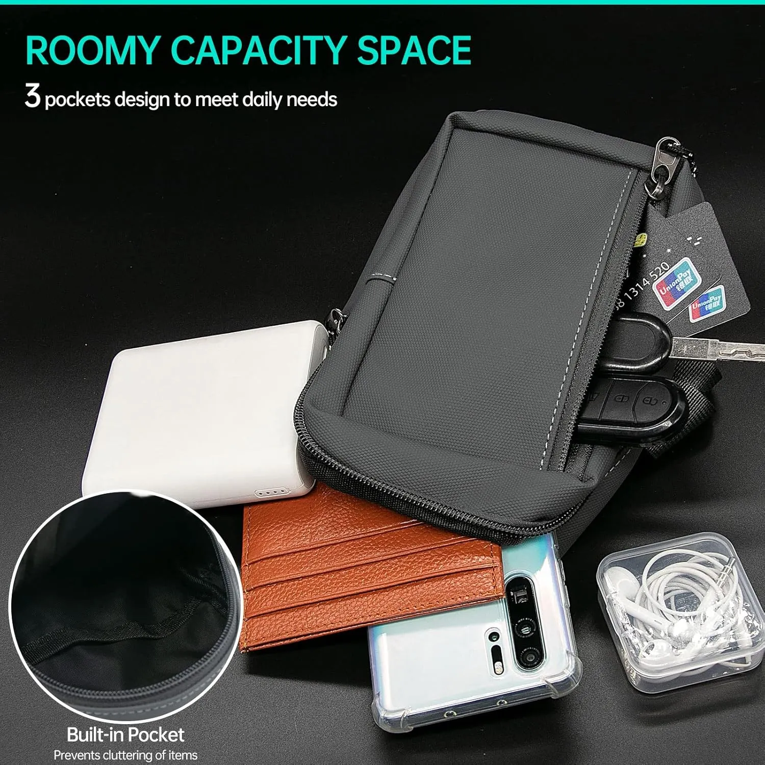 Long Keeper Mini Sling Bag - Men Women Small Waterproof Crossbody Bag Casual Phone Chest Bag for Travelling Hiking