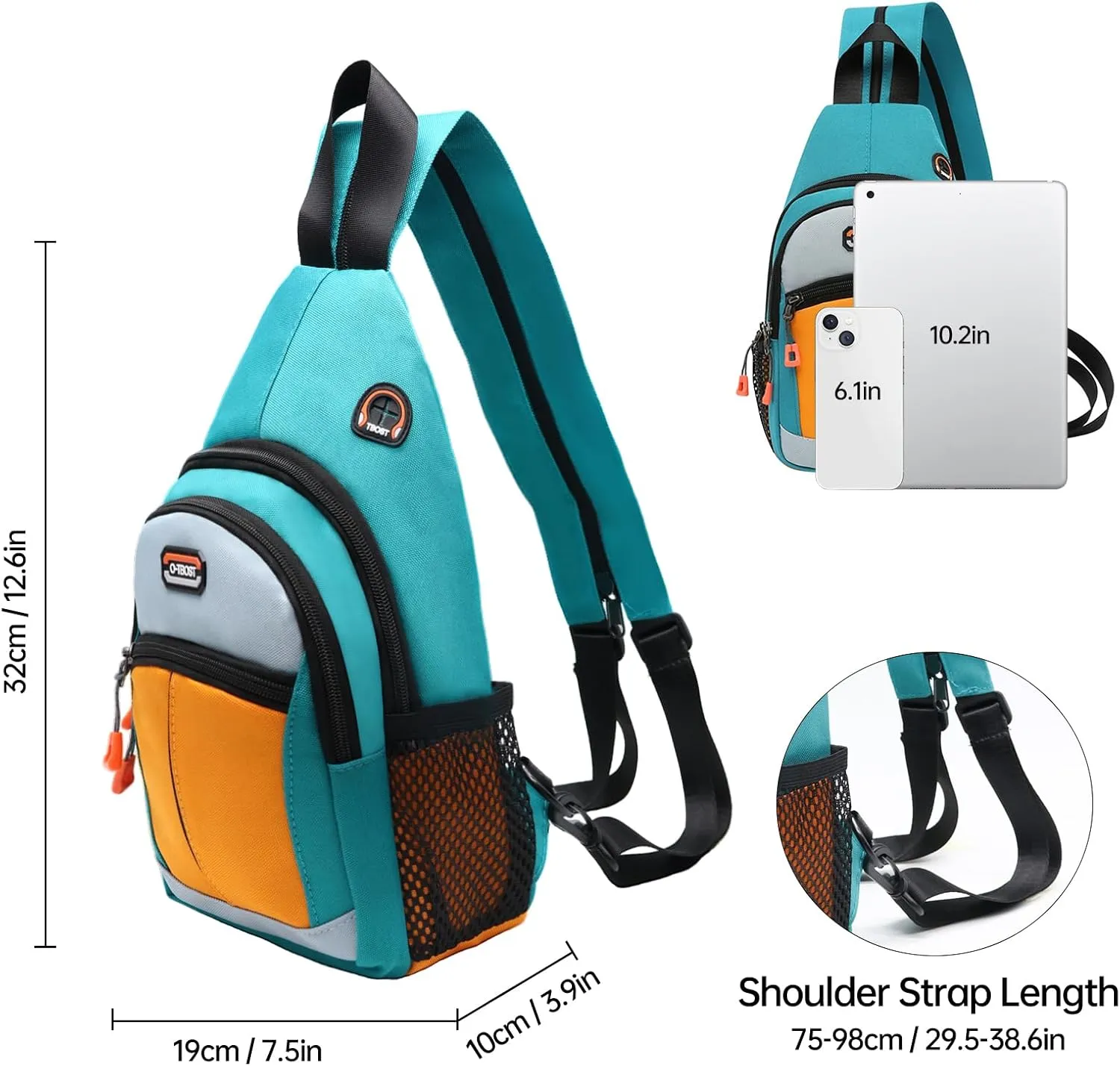 Long Keeper Sling Bag Backpack - Women Crossbody Shoulder Backpack Men Travel Hiking Sport Backpack Cross Body Casual Daypack (Green Orange)
