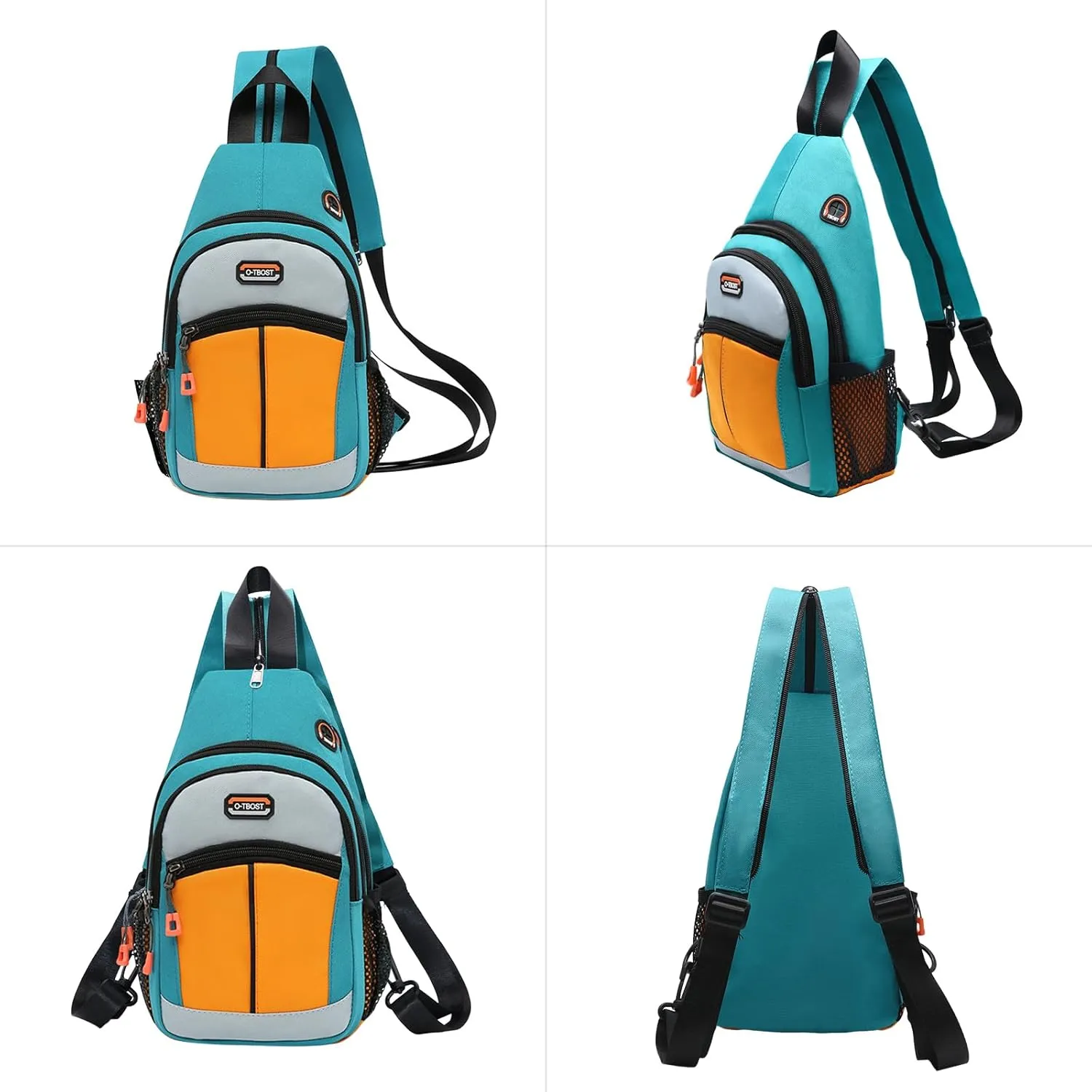 Long Keeper Sling Bag Backpack - Women Crossbody Shoulder Backpack Men Travel Hiking Sport Backpack Cross Body Casual Daypack (Green Orange)