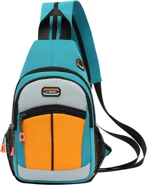 Long Keeper Sling Bag Backpack - Women Crossbody Shoulder Backpack Men Travel Hiking Sport Backpack Cross Body Casual Daypack (Green Orange)