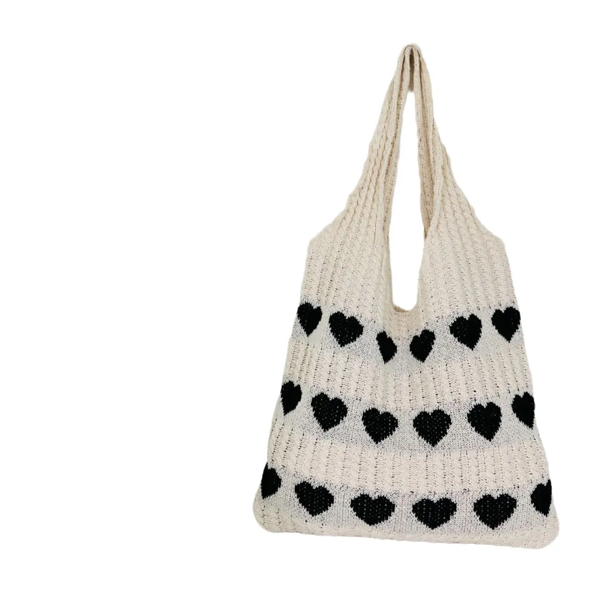 Love Heart Pattern Woven Large Capacity Shoulder Bags