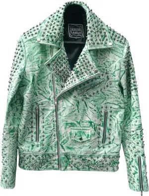 LP-FACON Mens Brando Style Studded Steam Punk Rock Multiple Motorcycle Biker Genuine Leather Jacket
