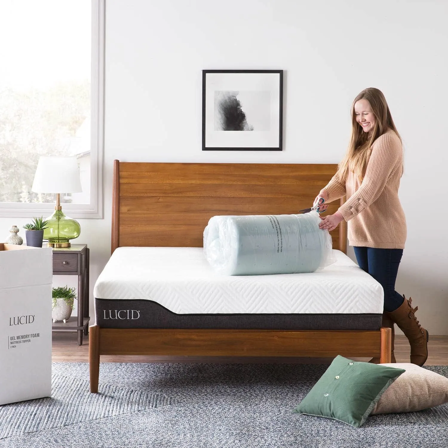Lucid 3 Inch Mattress Topper Queen - Gel Infused Memory Foam – Memory Foam Mattress Topper Queen – Ventilated Design – CertiPur Certified