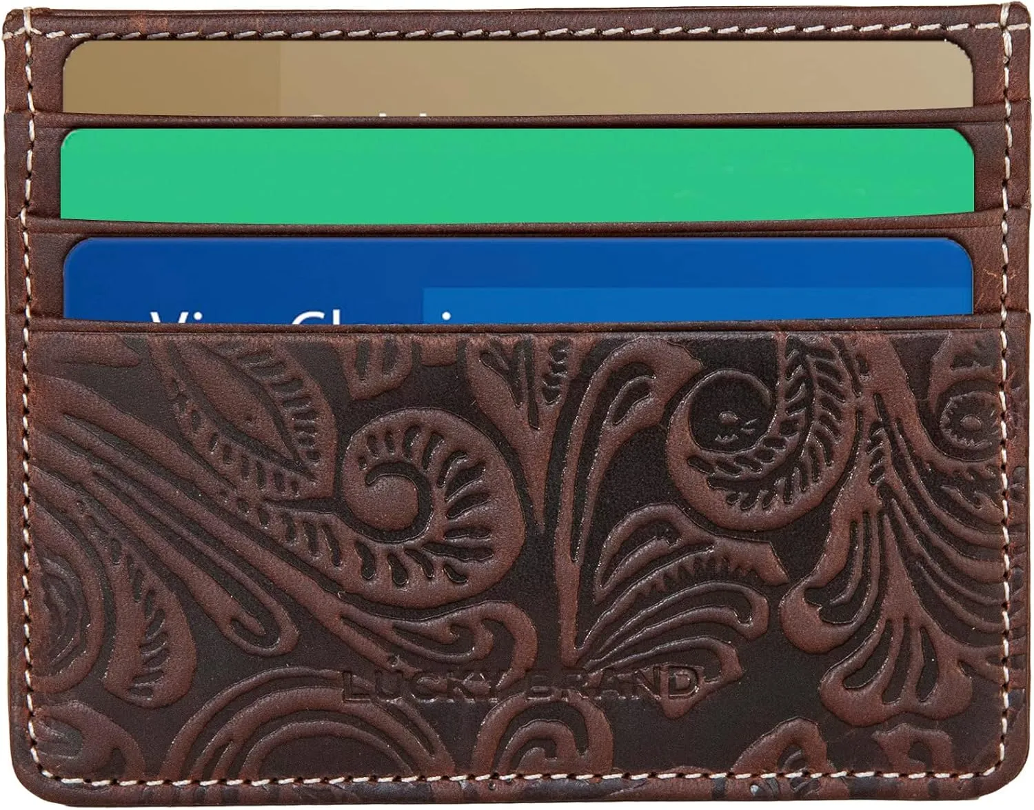 Lucky Brand Men's Slim Wallet Case | Id Window | Card Slot | Minimalist Design | Lightweight | Leather