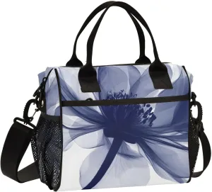 Lunch Bag Beautiful Floral Purple Perspective Lunch Box for Women Men Reusable Lunch Tote Shoulder Bag Leakproof Thermal Insulated Lunch Containers for Work Picnic Travel