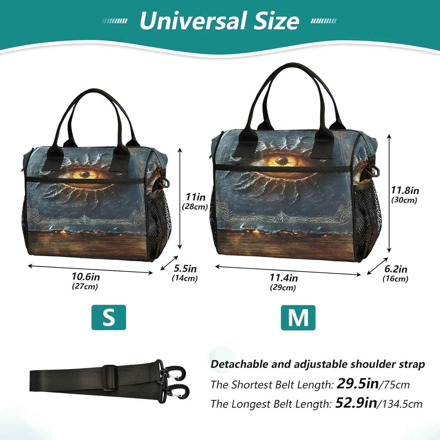 Lunch Bag Book Eye Myth Lunch Box for Women Men Reusable Lunch Tote Shoulder Bag Leakproof Thermal Insulated Lunch Containers for Work Picnic Travel