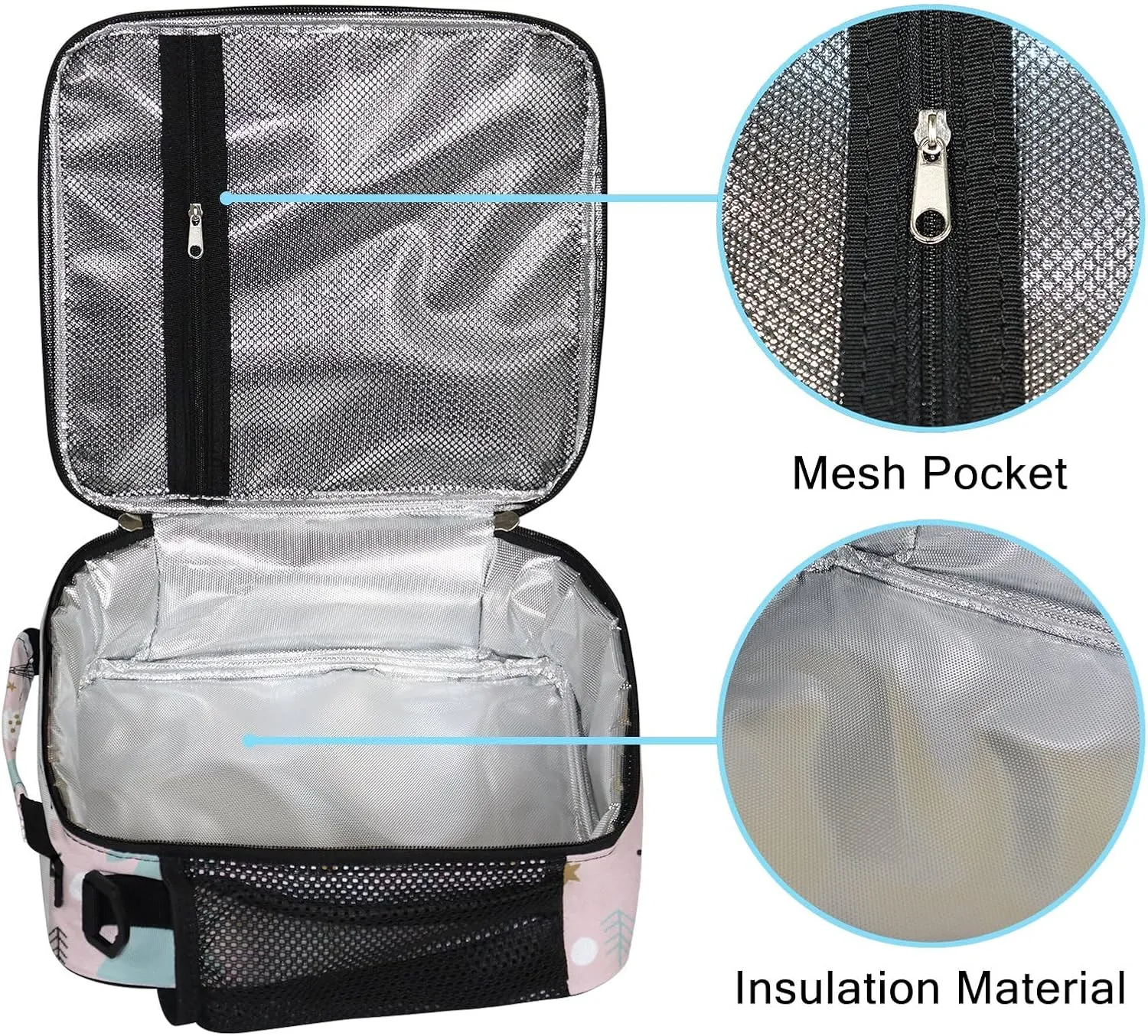 Lunch Box Lunch Bag with Adjustable Shoulder Strap Tote Natural Pattern with Corals and Algae Insulated Waterproof Outdoor Work Office Picnic for Women Men