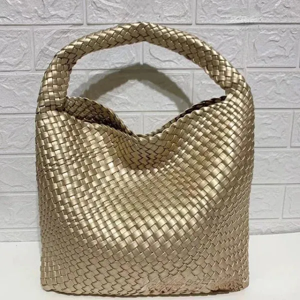 Luxury Leather Woven Tote Bag - Large Capacity Summer Beach Bag