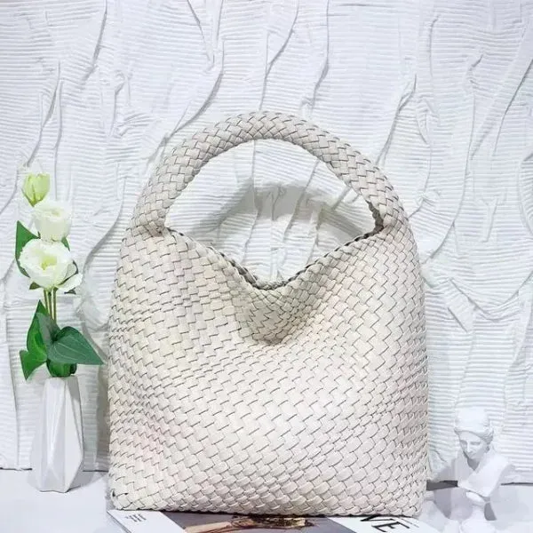 Luxury Leather Woven Tote Bag - Large Capacity Summer Beach Bag