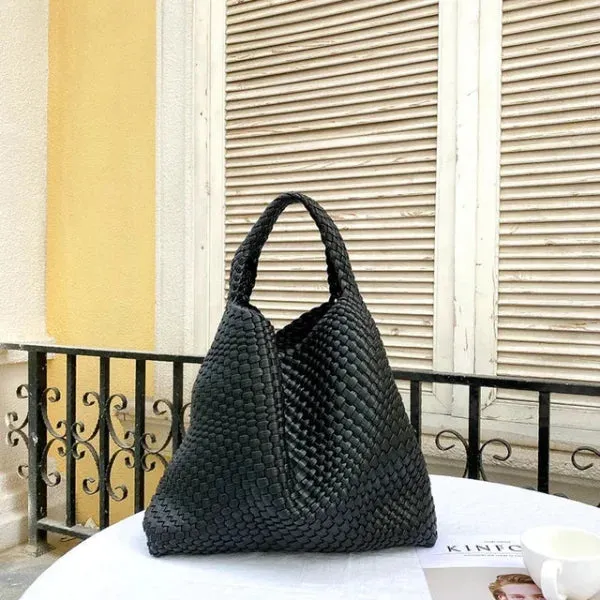 Luxury Leather Woven Tote Bag - Large Capacity Summer Beach Bag