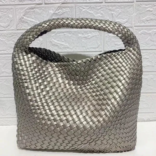 Luxury Leather Woven Tote Bag - Large Capacity Summer Beach Bag