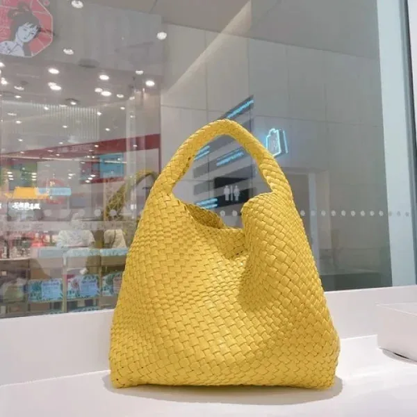 Luxury Leather Woven Tote Bag - Large Capacity Summer Beach Bag