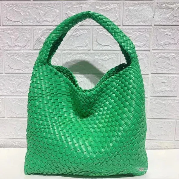 Luxury Leather Woven Tote Bag - Large Capacity Summer Beach Bag
