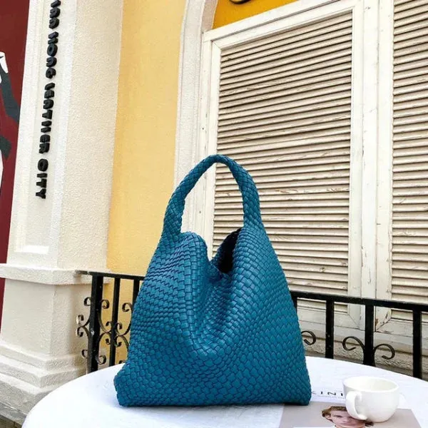 Luxury Leather Woven Tote Bag - Large Capacity Summer Beach Bag