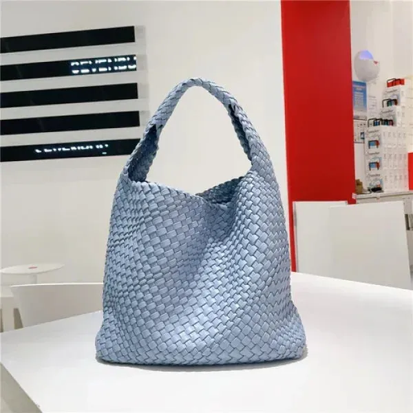 Luxury Leather Woven Tote Bag - Large Capacity Summer Beach Bag
