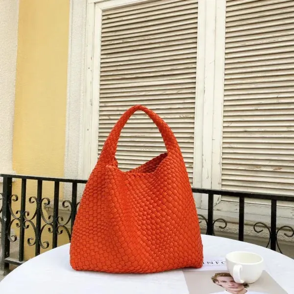 Luxury Leather Woven Tote Bag - Large Capacity Summer Beach Bag