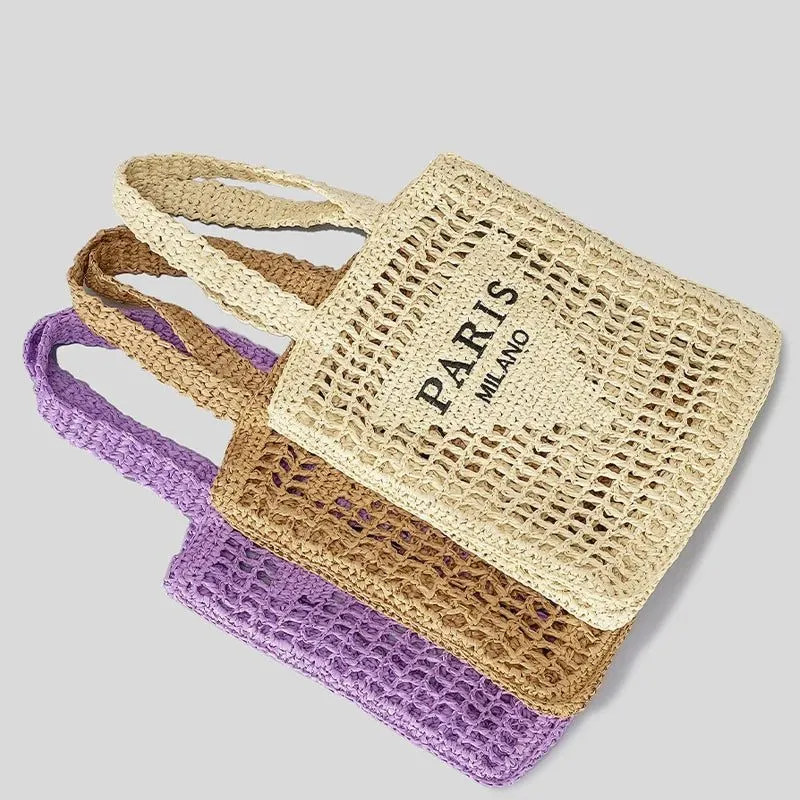 Luxury Straw Shoulder Bag for Beach Use