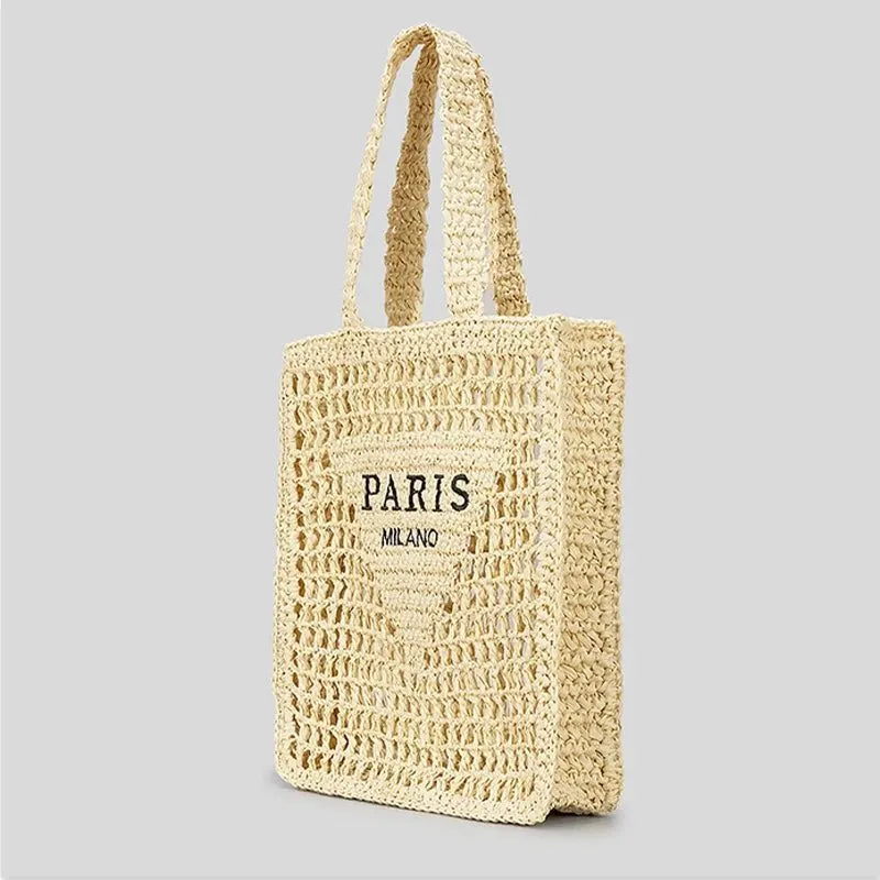 Luxury Straw Shoulder Bag for Beach Use