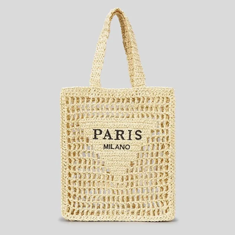Luxury Straw Shoulder Bag for Beach Use