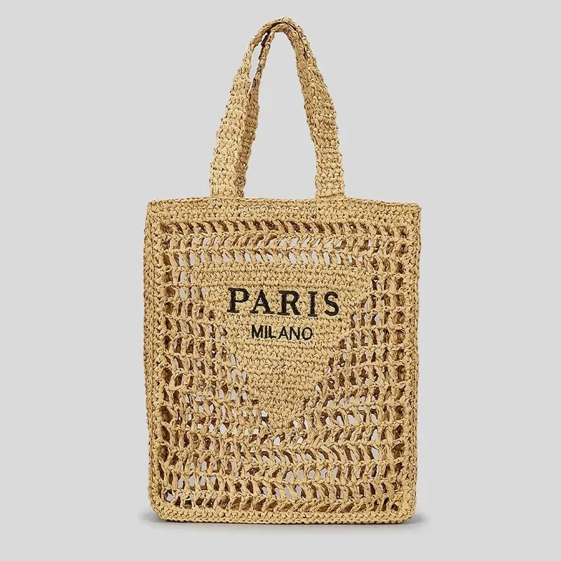 Luxury Straw Shoulder Bag for Beach Use
