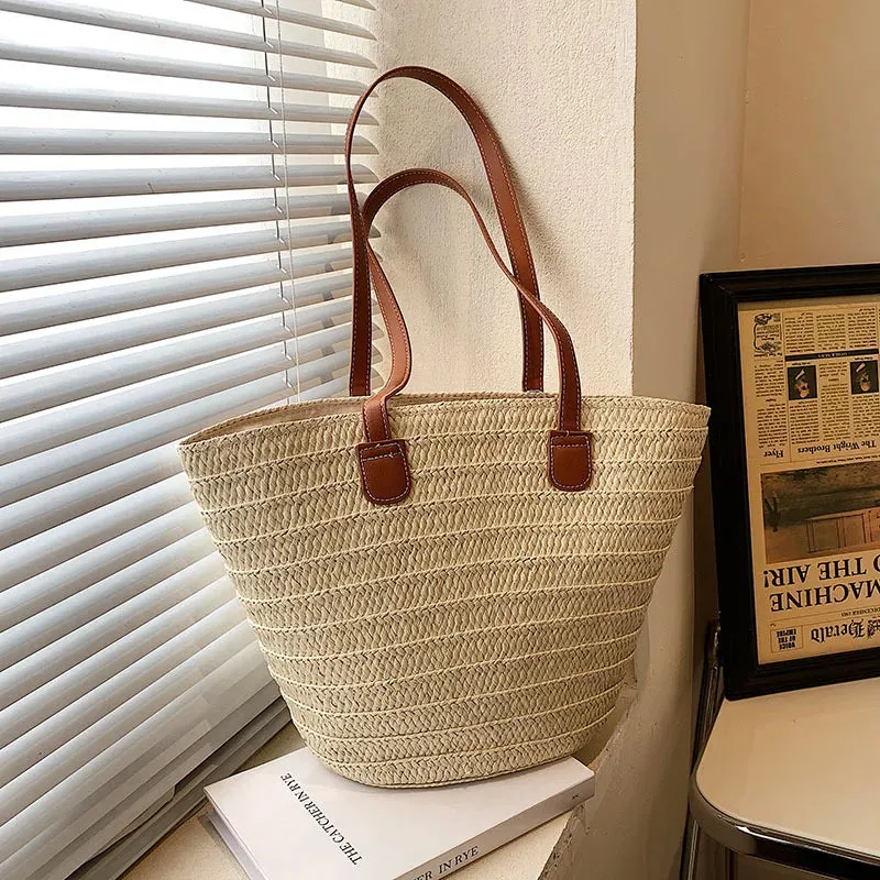 Luxury Straw Woven Tote Bag