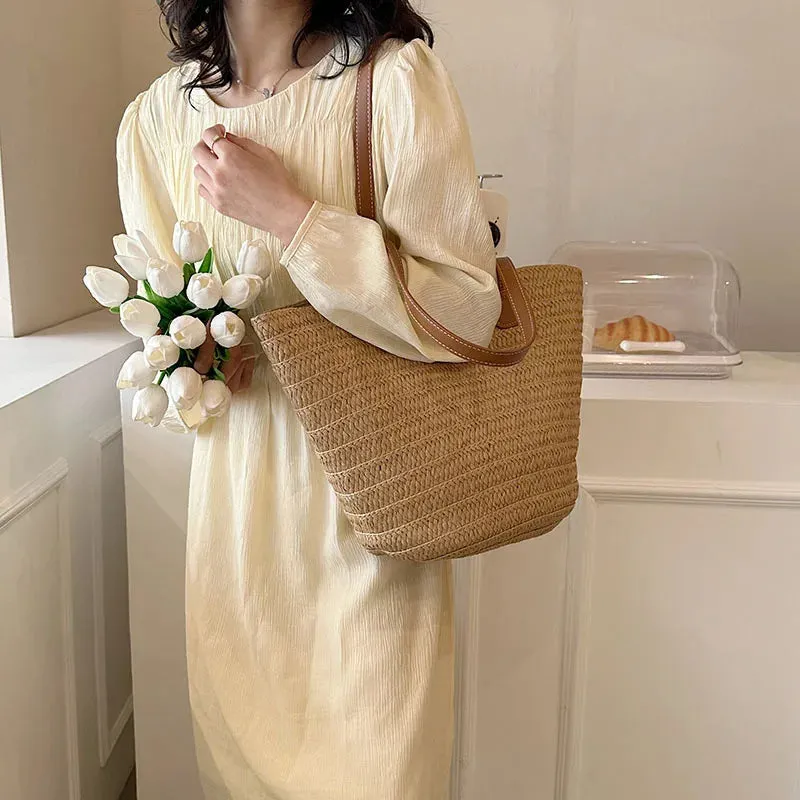 Luxury Straw Woven Tote Bag