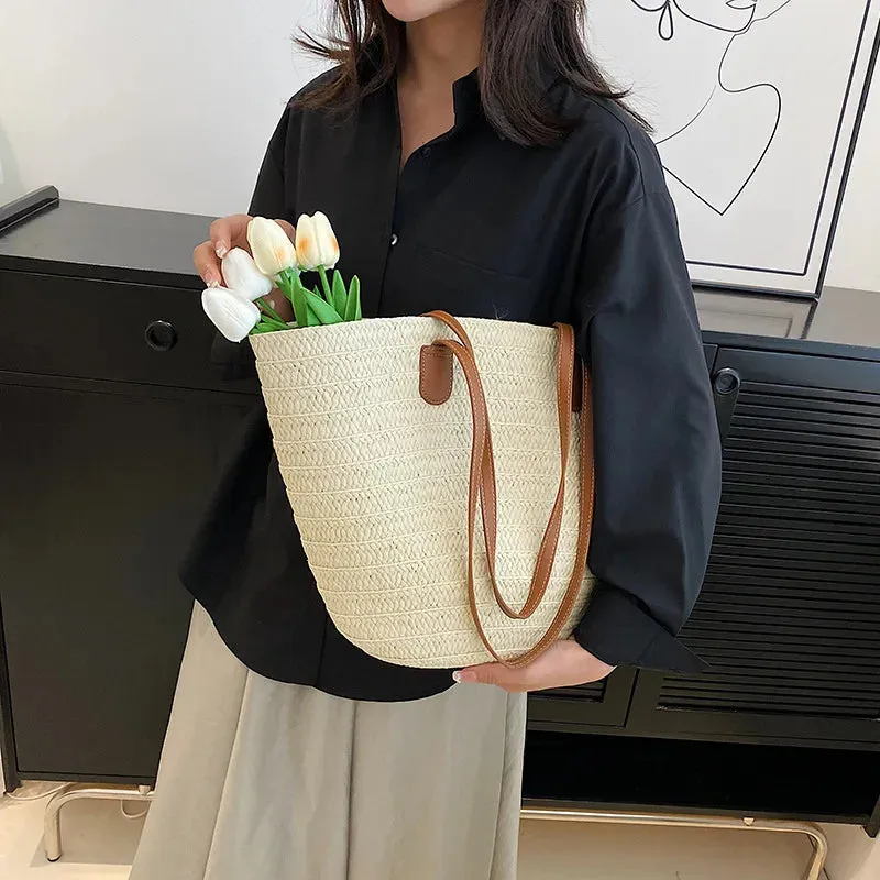 Luxury Straw Woven Tote Bag