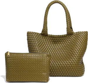 Luxury Woven Office Women's Handbag Large Capacity Vegan Tramp Handmade Leather Tote Bag Plaid Beach Vintage Crossbody Bag