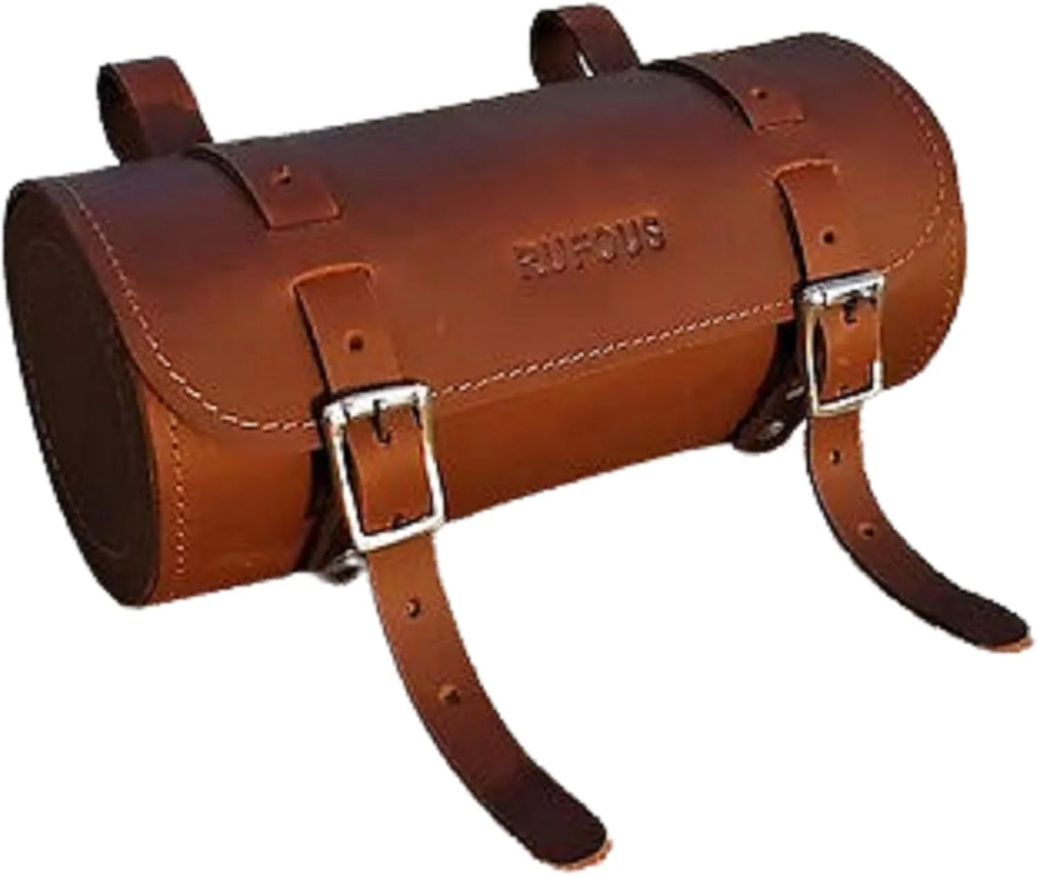 M ROFOUS Vintage Brown Leather Tool Bag, Retro Style Bicycle & Motorcycle Saddle Handlebar Bag Accessories.