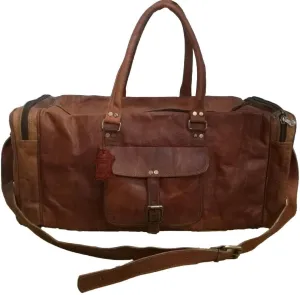 Madosh, Genuine Leather Travel Bag Shoulder Top Handle Duffel Gym Sports Vintage Style Handmade Brown Bag