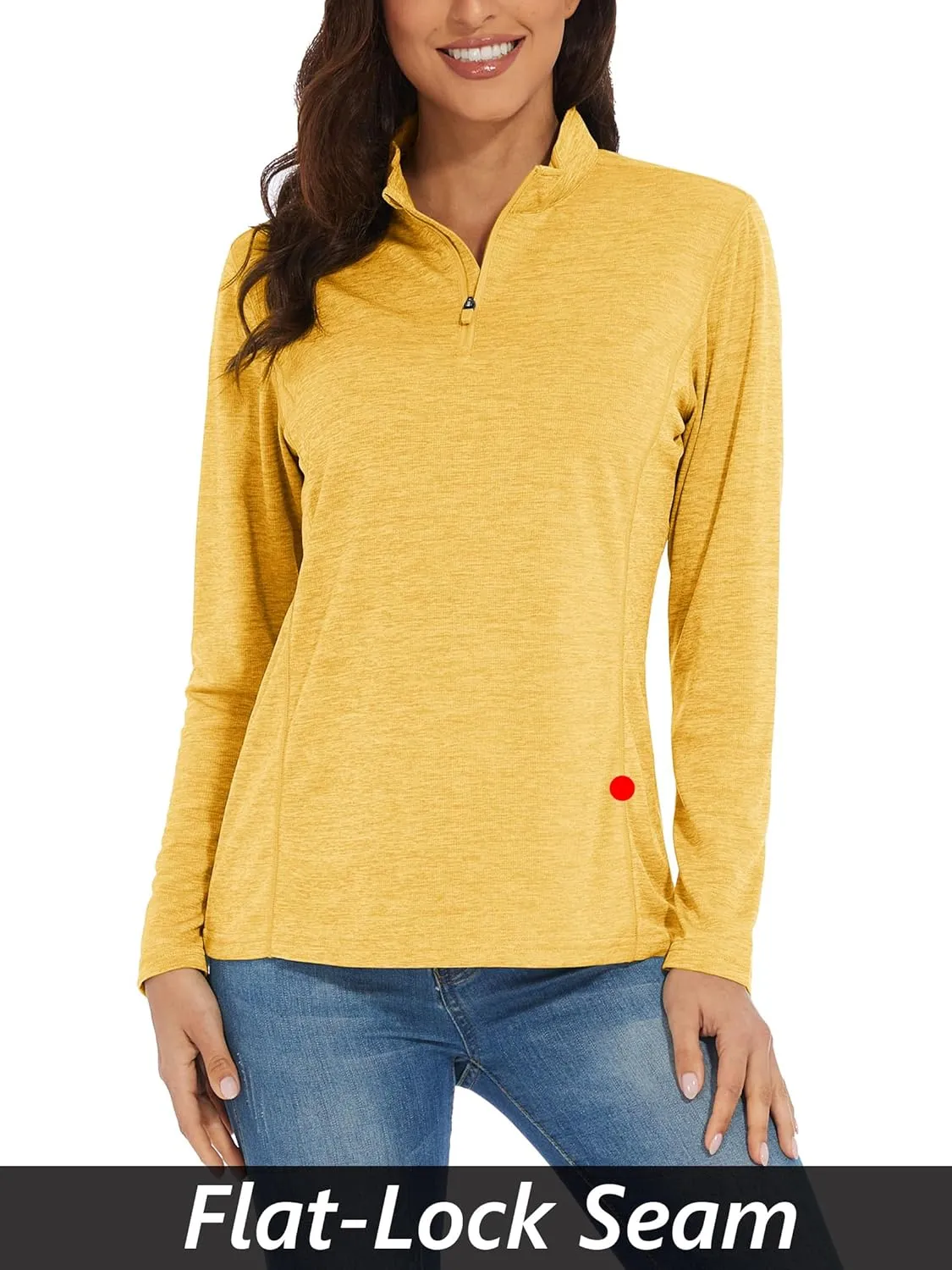 MAGCOMSEN Women's 1/4 Zip Shirts UPF 50  Sun Protection Pullover Long Sleeve Quick Dry Workout Hiking Athletic Shirts