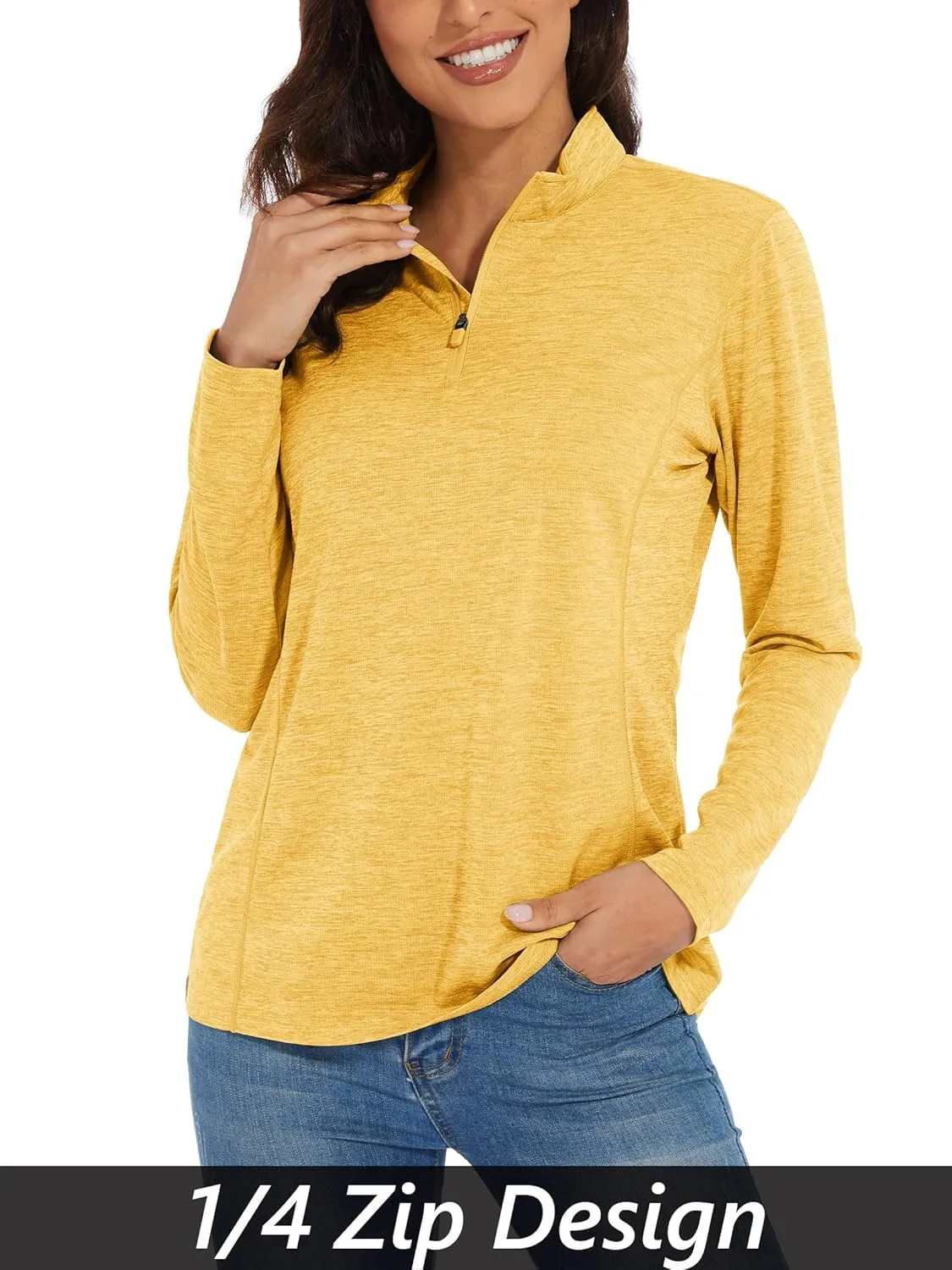 MAGCOMSEN Women's 1/4 Zip Shirts UPF 50  Sun Protection Pullover Long Sleeve Quick Dry Workout Hiking Athletic Shirts