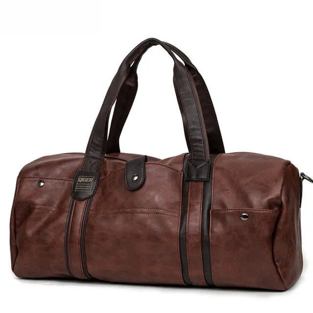 MAGIC UNION Weekender Oil Wax Leather Handbags for Men Travel Duffel Bag Portable Shoulder Bags Men's Fashion Carry On Bag