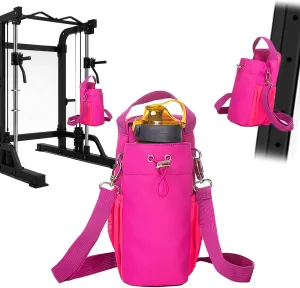 Magnetic Water Bottle Bag, Magnetic Water Bottle Holder, Multiple Storage Pockets, Fits 18-40 oz Bottles, Polyester with Strong Magnets for Metal Surfaces, Gym Use, Adjustable Strap