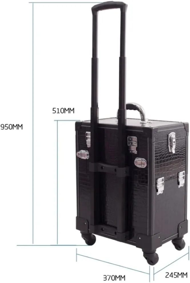 Makeup Artist Nail Art Suitcase Folding Retro Large Suitcase Wheeled Travel Rolling Hand Luggage Trolley Case(D)